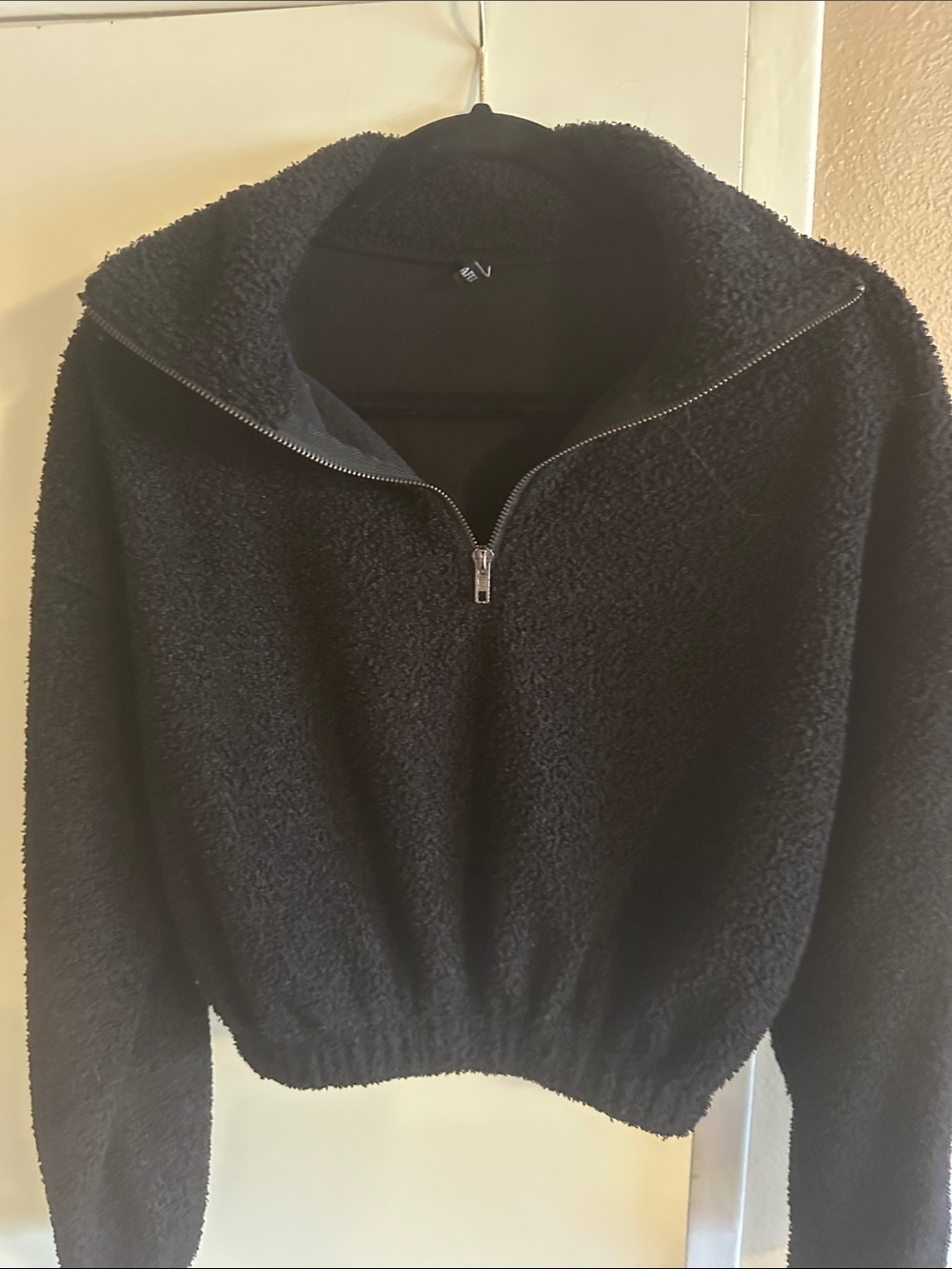 Cozy Black Sherpa Half-Zip Pullover